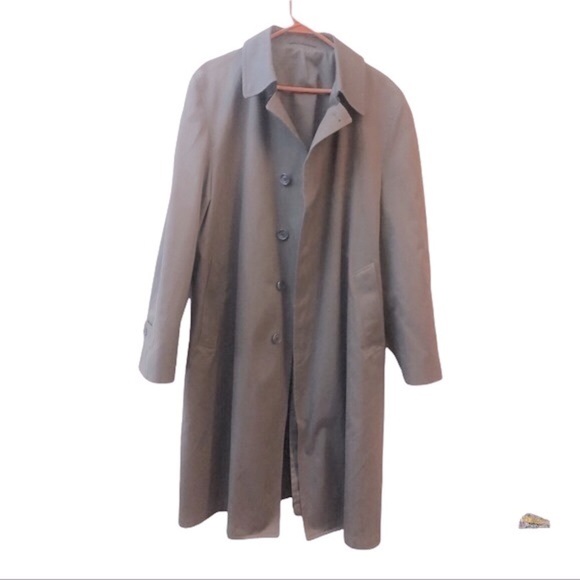 Vintage Men’s London Fog full length Spring Coat Kaki Size 44R - Picture 3 of 6